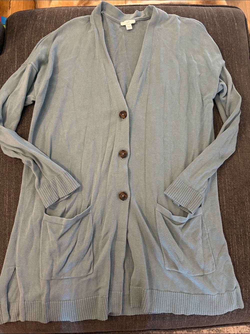 J. Jill Dusty Blue Longline Button Cardigan with Pockets